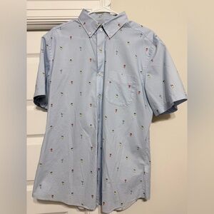 Charles Tyrwhitt Light Blue Cocktail Glass Patterned Men's Shirt